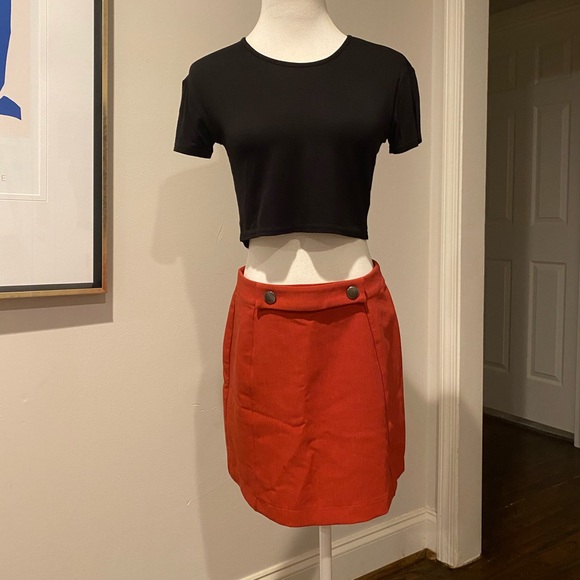 Burnt Orange A Line Mini Skirt - Picture 1 of 5